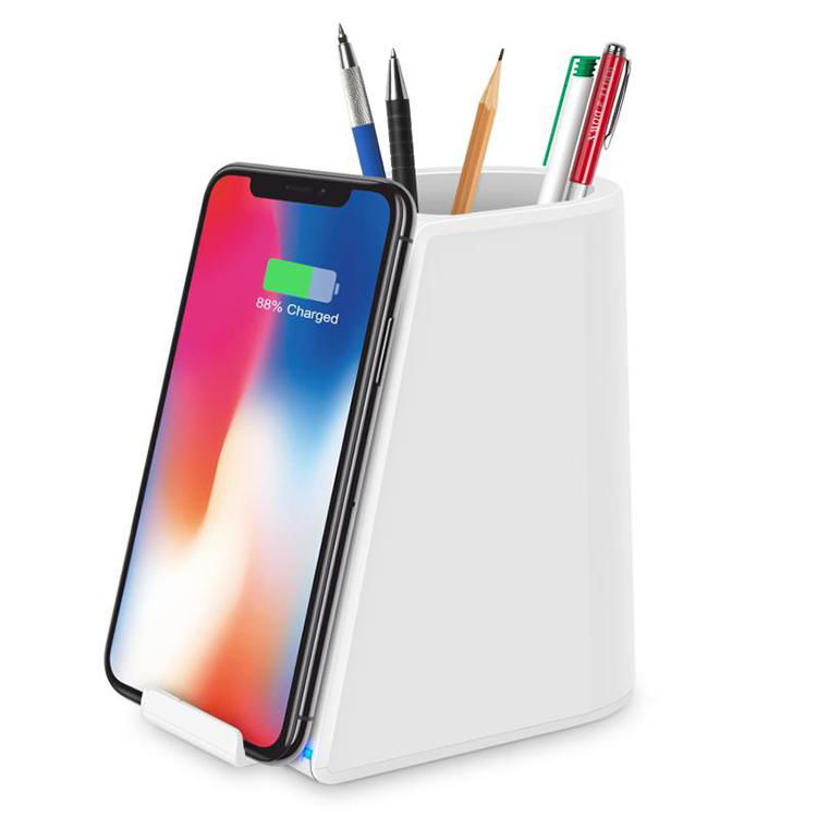 new style desktop pen holder with wireless charger for iphone samsung 5