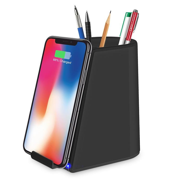 new style desktop pen holder with wireless charger for iphone samsung