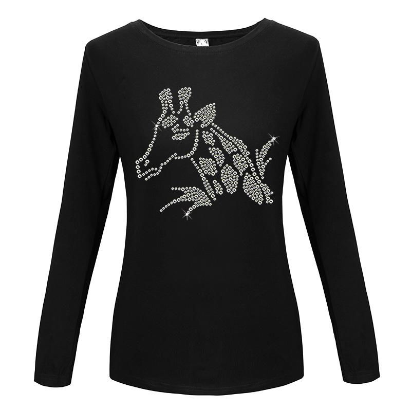 Custom Group Transfer Rhinestone Beading Tshirts Spider Horse Dog Bee Long Sleev 3