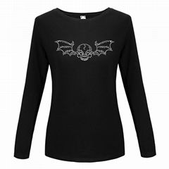 Custom Beaded Rhinestone embellishment Tshirts Butterfly Long SleeveElidiona Cus