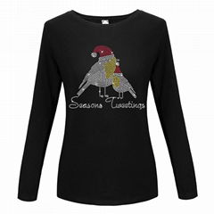 Custom Rhinestone Tshirts Eagle Long Sleeve Shirt Women Group Order