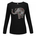  Sparkling rhinestone Custom Tshirts Animal Long Sleeve Shirt 