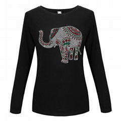  Sparkling rhinestone Custom Tshirts Animal Long Sleeve Shirt 