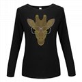  Sparkling rhinestone Custom Tshirts Animal Long Sleeve Shirt Rhinestone women C 1