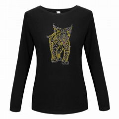 Long Sleeve Shirt Women Rhinestone Crystals Clothing