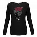 Long Sleeve Shirt Women Rhinestone Crystals Clothing Custom Unique T-shirts  3