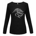 Custom Rhinestone Transfer T-Shirts Women Casual Long Sleeve Shirt  2