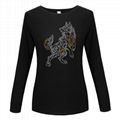 Custom Rhinestone Transfer T-Shirts Women Casual Long Sleeve Shirt  3