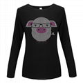 Custom Rhinestone Transfer T-Shirts Women Casual Long Sleeve Shirt  4