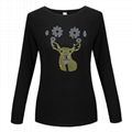 Custom Rhinestone Transfer T-Shirts Women Casual Long Sleeve Shirt  5