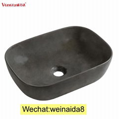 european market high quality waterproof round shape matte black concrete basin