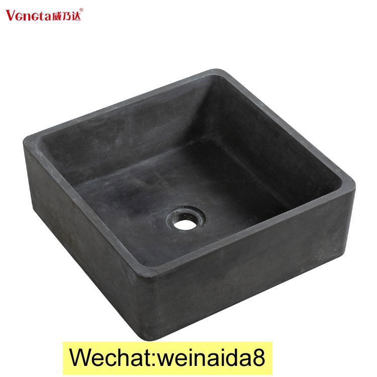 european market high quality waterproof round shape matte black concrete basin 2