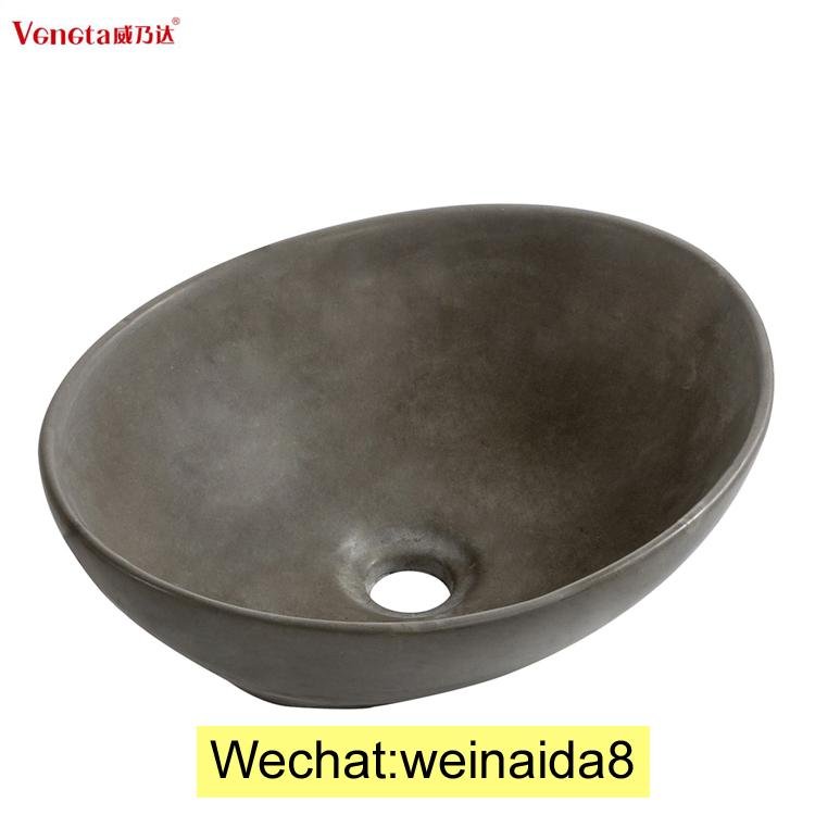 european market high quality waterproof round shape matte black concrete basin 3