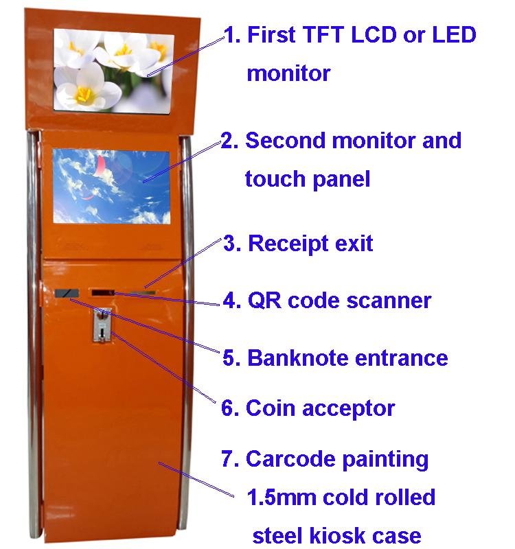 Dual Touch Screen Information Kiosk Terminal With LED Light For Payment 4