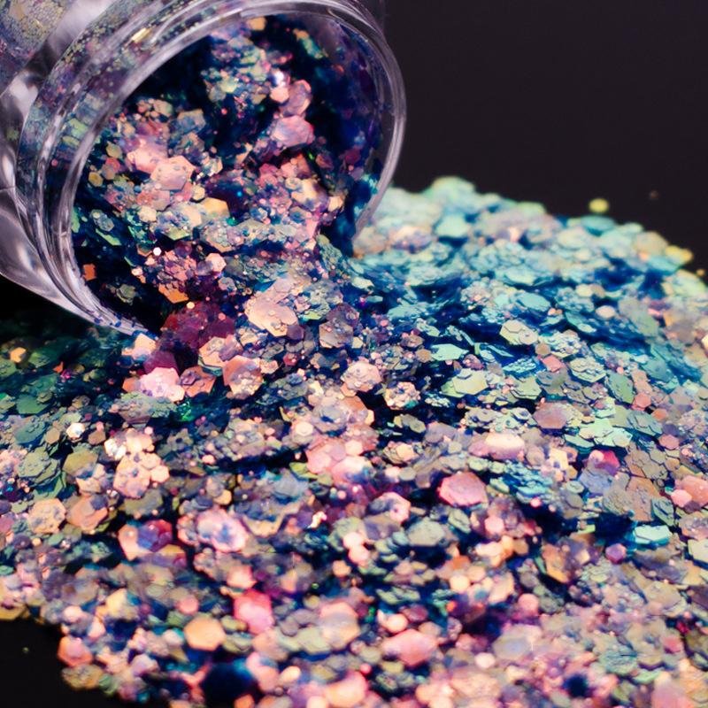 Manicure starry sky neon sequins seven-color laser shards glitter powder 4