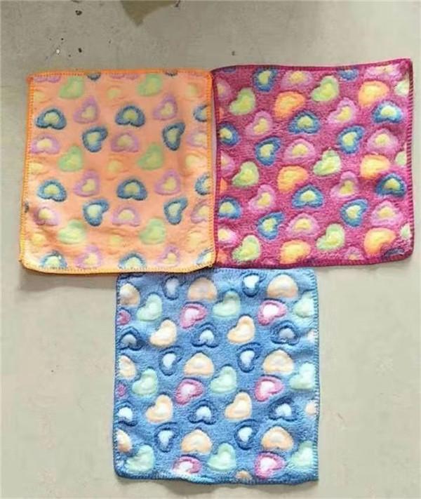 Coral fleece 25*25cm polyester towel with printing 1
