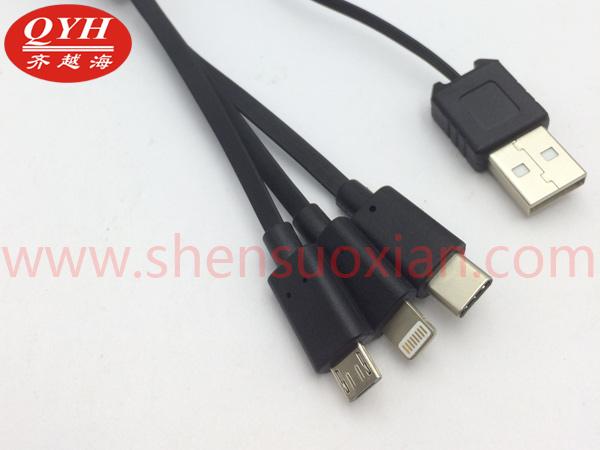 Lightning一拖三单向伸缩充电线 2