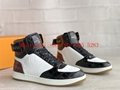LV classic men's high-top lace-up sneakers, men's sports casual shoes