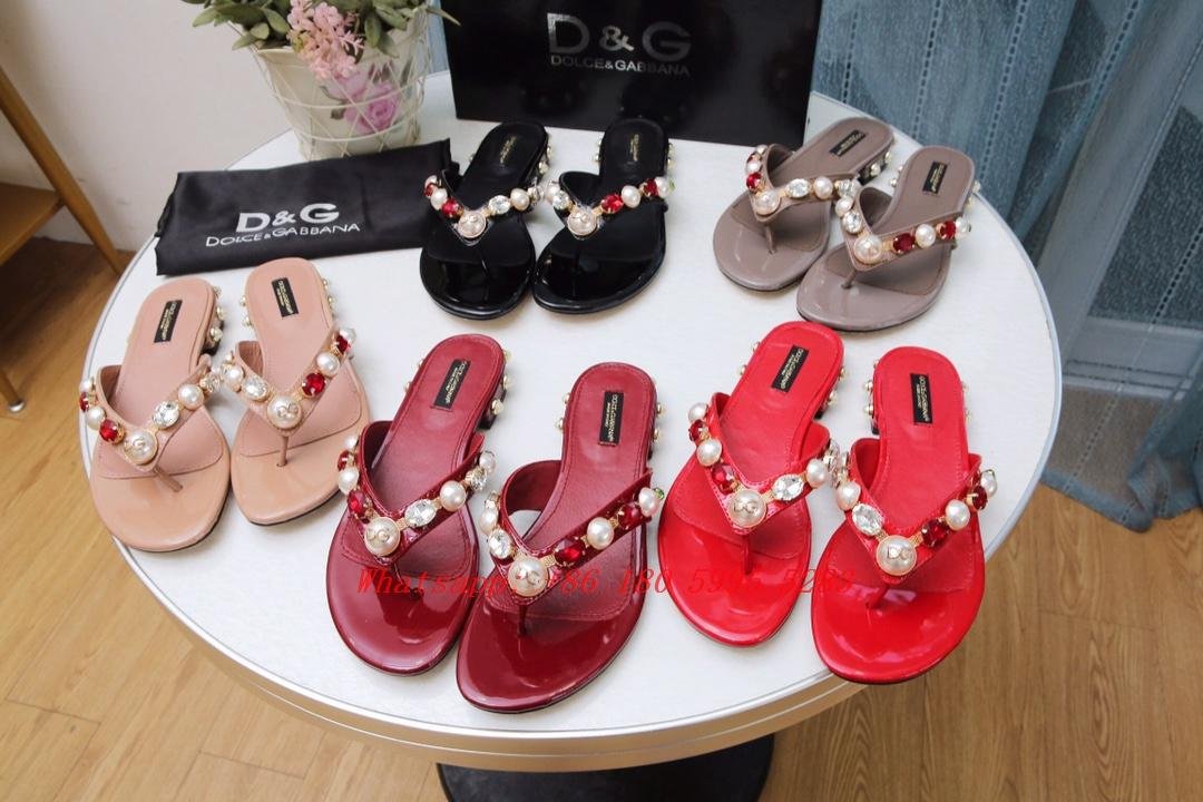 Wholesale Dolce Gabbana Slippers women leather DG Sandals Dolce Gabbana Shoes