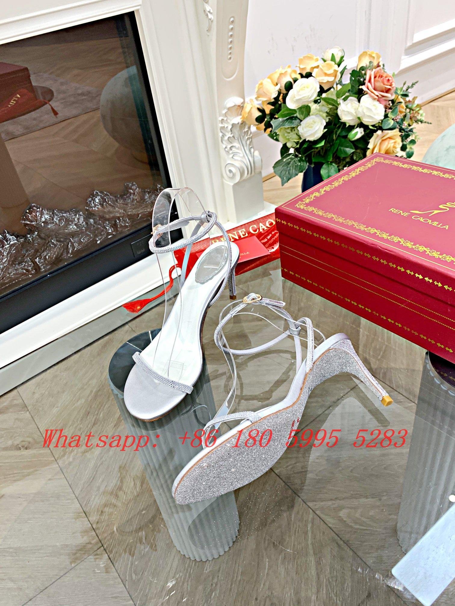 2022 Women RENE CAOVILLA High Heels Hot Sale Cleo Embellished Ankle-Wrap Pumps 5