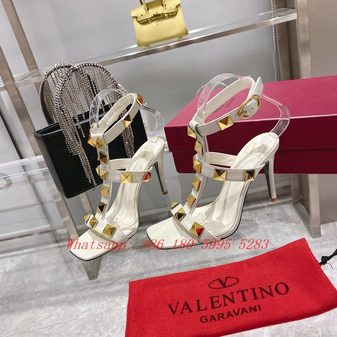 Newest Valentino Garavani Rockstud Leather Caged Pump Valentino Vlogo Signature Calfskin Slingback High Heels