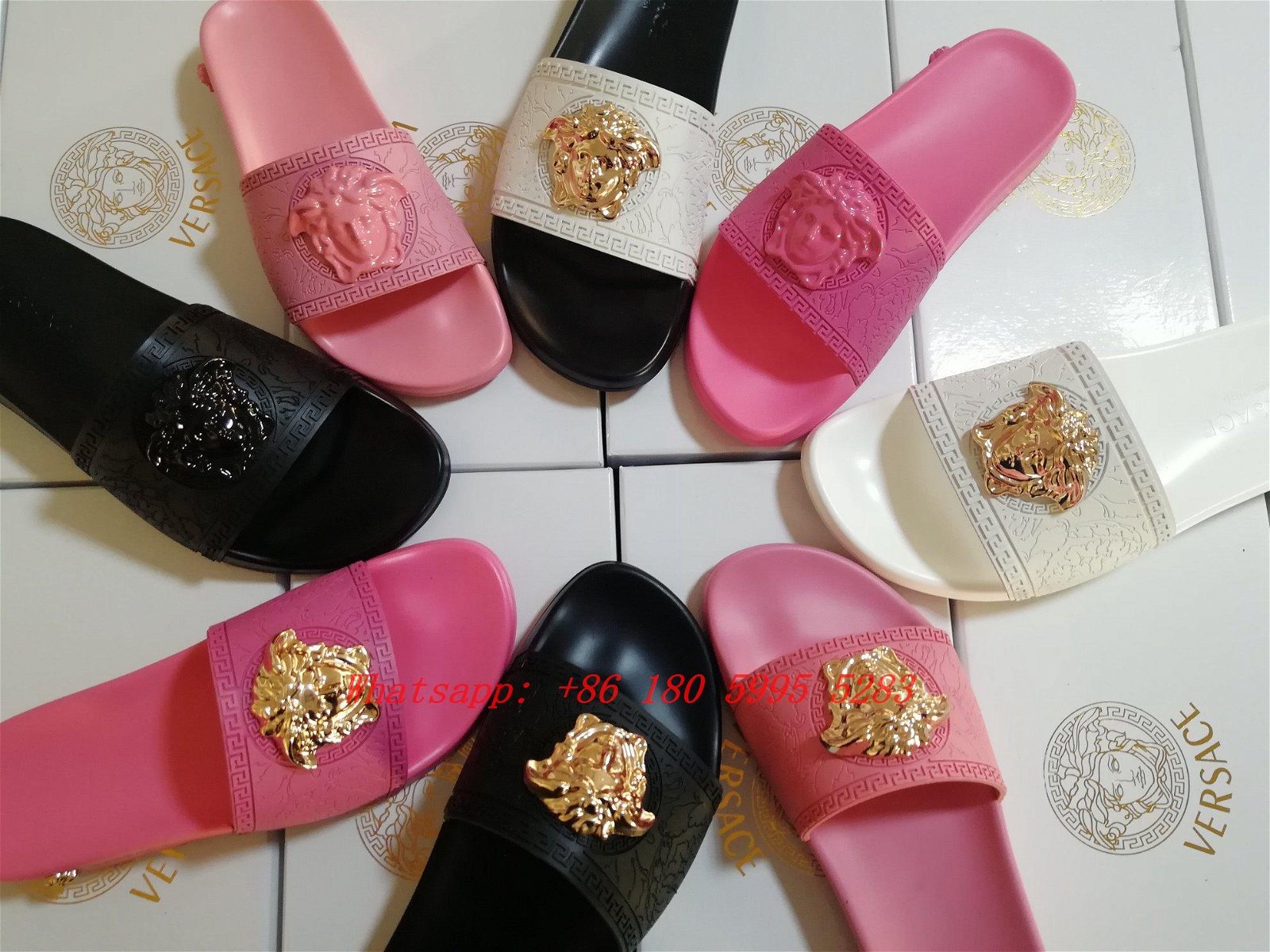 2022 Wholesaler Versace PALAZZO POOL SLIDES Hot Sale women men LA MEDUSA Biggie Chain Leather sandals