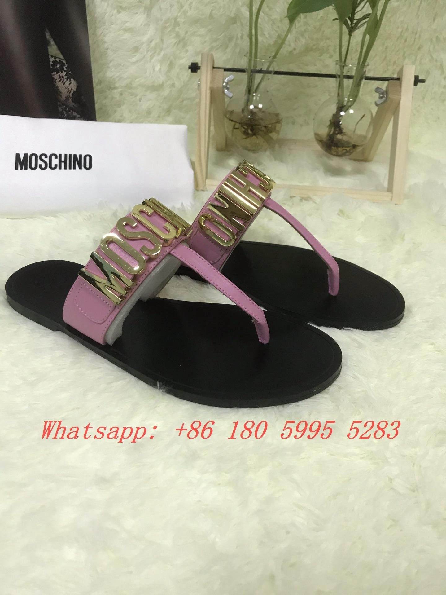 2022 Hot Sale Moschino Sandals Women's Leather POOL SLIDES IN PVC LETTERING LOGO Slippers