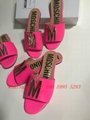 2022 Hot Sale Moschino Sandals Women s Leather POOL SLIDES IN PVC LETTERING LOGO Slippers