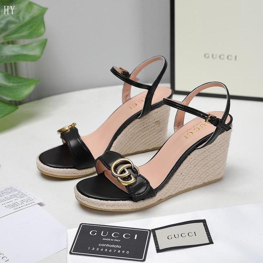 Buy Whosale Gucci High Heel Cheap GG Women'S Leather Platform Espadrille Sale