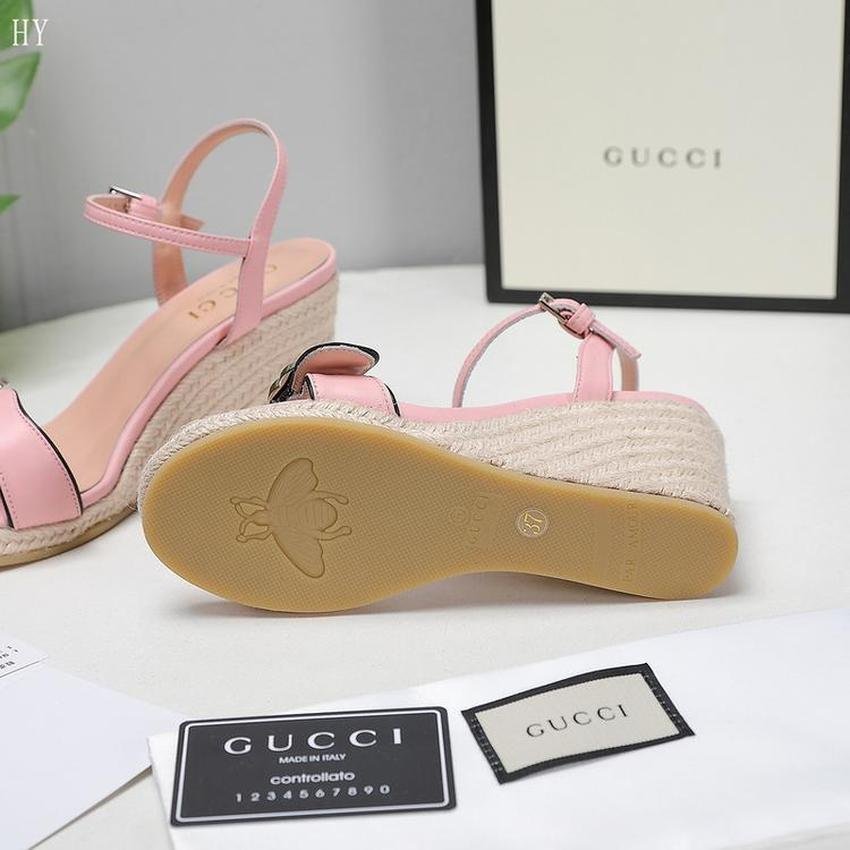 Buy Whosale Gucci High Heel Cheap GG Women'S Leather Platform Espadrille Sale