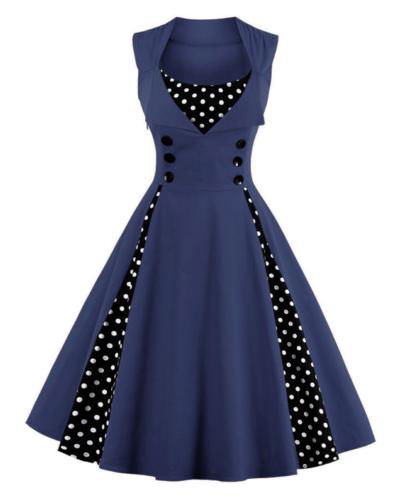 Womens Retro 1950s Rockabilly Polka Dot Christmas Prom Party Swing Dress Vintage 5