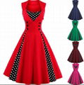 Womens Retro 1950s Rockabilly Polka Dot Christmas Prom Party Swing Dress Vintage 2