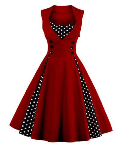 Womens Retro 1950s Rockabilly Polka Dot Christmas Prom Party Swing Dress Vintage 4