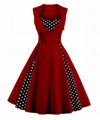 Womens Retro 1950s Rockabilly Polka Dot Christmas Prom Party Swing Dress Vintage 4