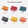 Customized oil wax leather card bag long zipper women wallet three fold wallet