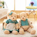 Classic design jointed plush dressed up couple teddy bear toy