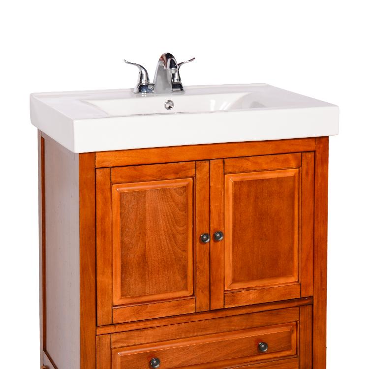Asia style natural color solid wood +MDF bathroom vanity