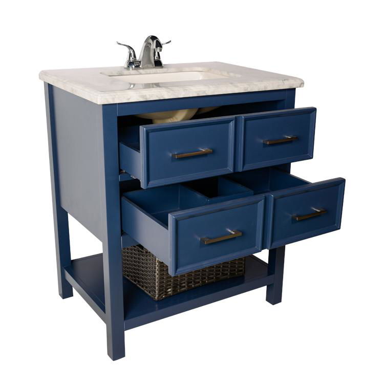 Nice blue color  saving space bathroom furniture MDF+solid wood bathroom vanity 2