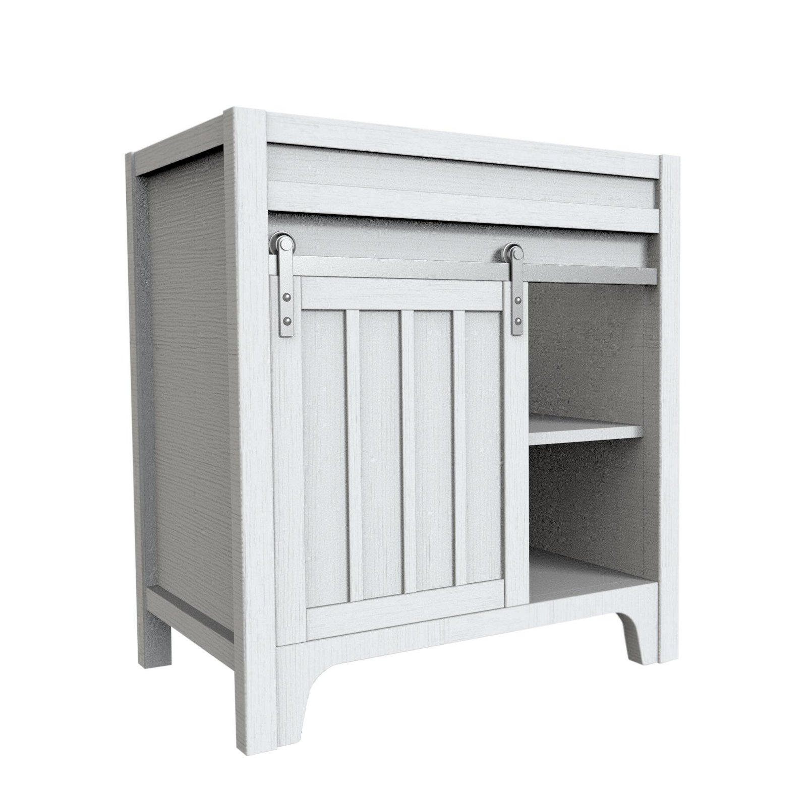 Sliding door design saves space bathroom solid wood +MDF vanity cabinet 3