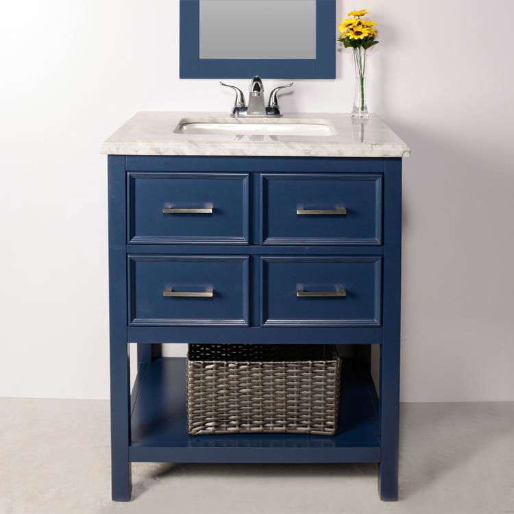 Nice blue color  saving space bathroom furniture MDF+solid wood bathroom vanity 4