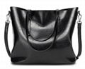 Women Oil Leather Tote Handbags Vintage Shoulder Bags Capacity Big Shopping Bags