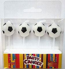 Football Pick Happy Birthday Candles 20.4 G White And Black Printing Wax