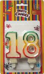 Glitz White Number Birthday Candles Party Paraffin Candle With Colorful Border