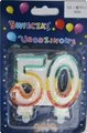 Glitz White Number Birthday Candles Party Paraffin Candle With Colorful Border 3