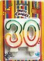 Glitz White Number Birthday Candles Party Paraffin Candle With Colorful Border 2