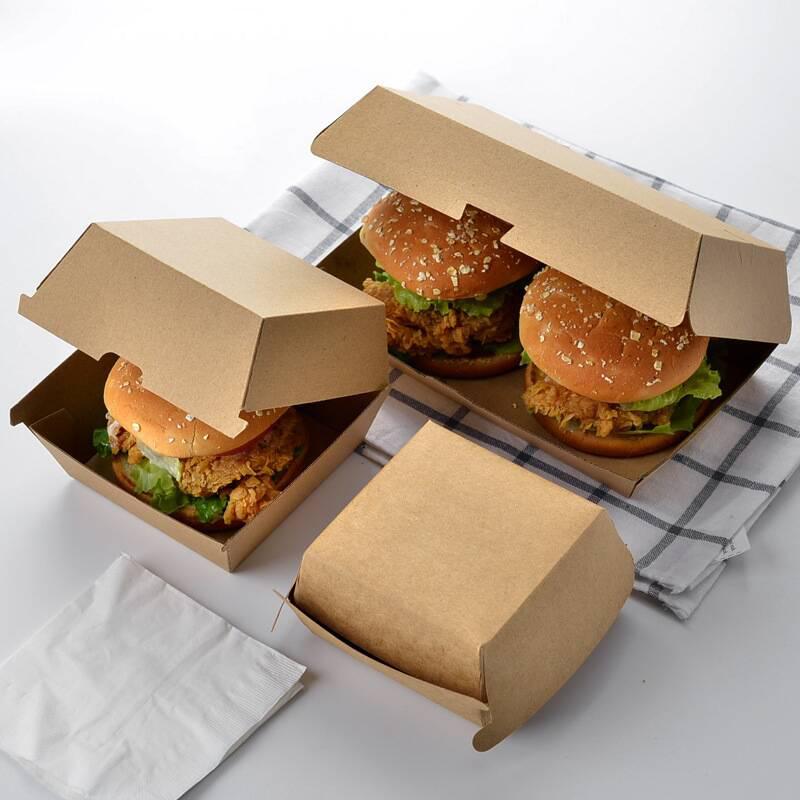 Custom printed food packaging hamburger eco-friendly kraft paper box