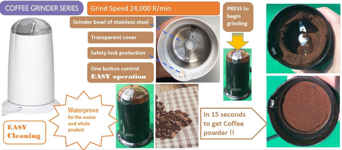 MINI coffee grinder   stainless steel bowl   safety lock protection 2