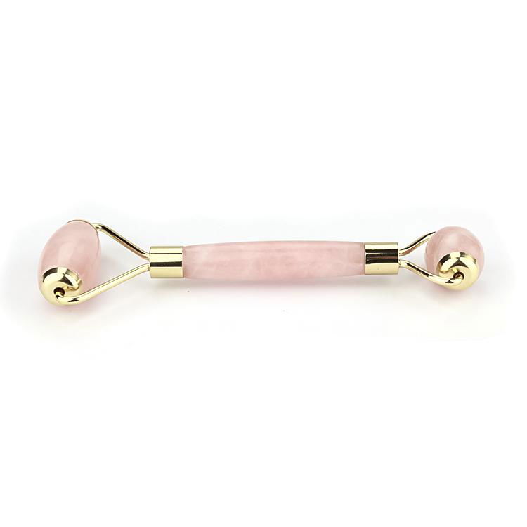 Natural Rose Crystal Quartz Stone Facial Pink Jade Roller Massager Tool 3