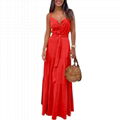 European and American V-neck splicing Sling Dress 2