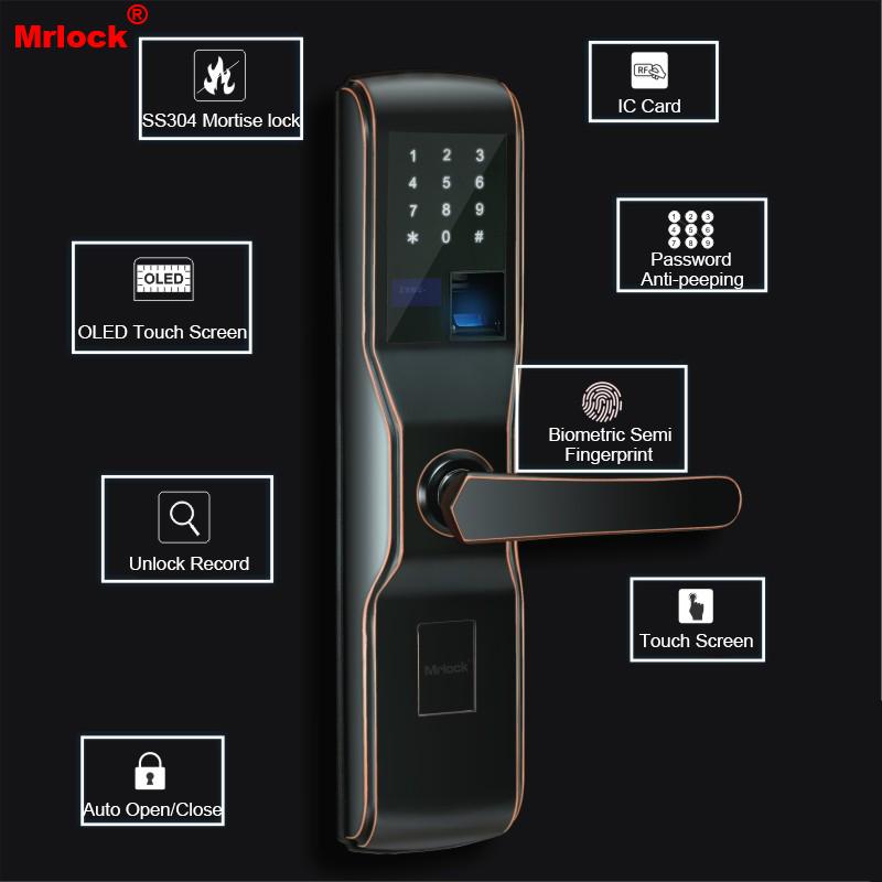 Mrlock high quality electronic Intelligent biometric fingerprint alarm door lock 4